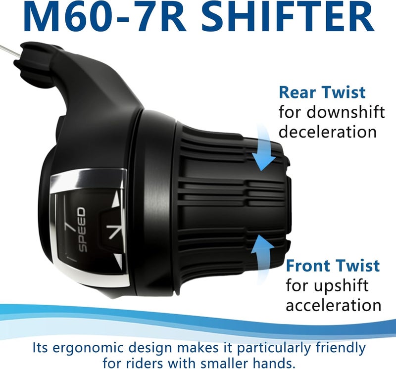 PATHGNAR 3x7 Speed Shifter Lever, Bicycle Twist Grip Lever 21 Speed Bike Shifter for MTB Mountain Bike 1 Pair - Image 5
